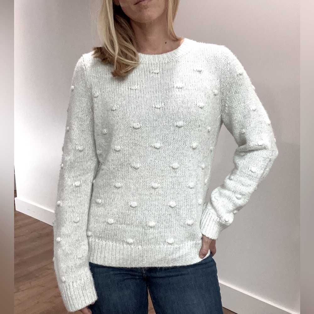 Lucky Brand Cream Bobble Crewneck Sweater Size Large